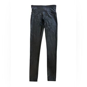 SPANX Black Faux Leather Leggings Women’s Size Medium Shapewear